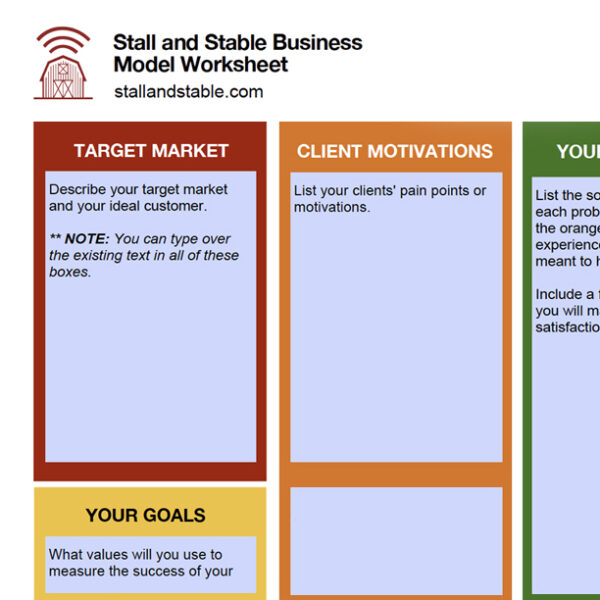 Section of the business model worksheet