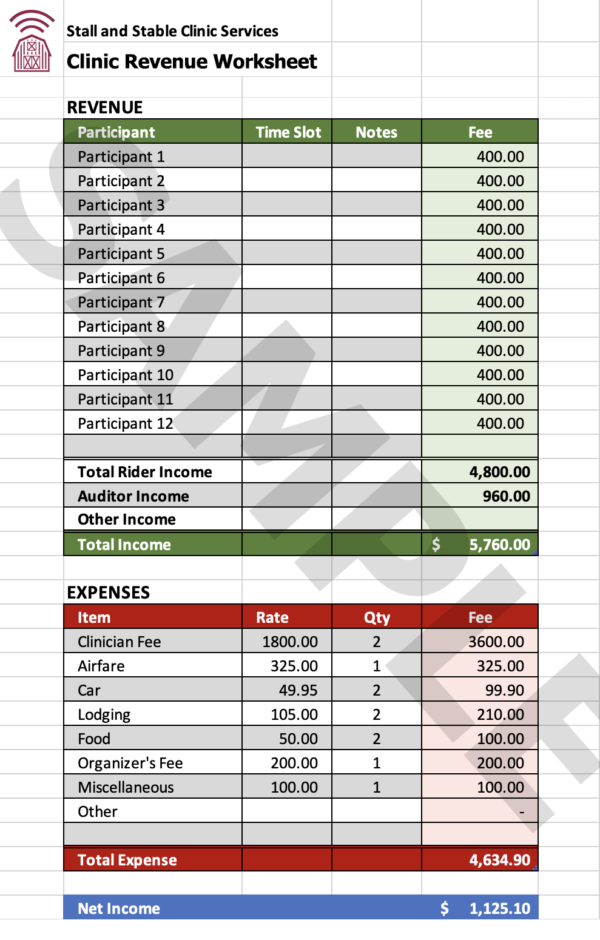 Sample Screenshot of Revenue Planner