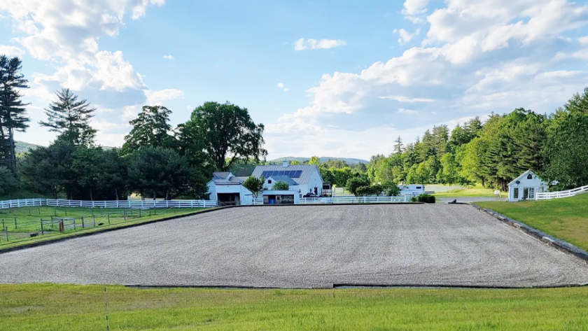 Outdoor horse arena in New England
