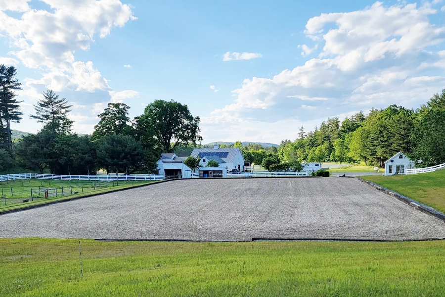 Outdoor horse arena in New England