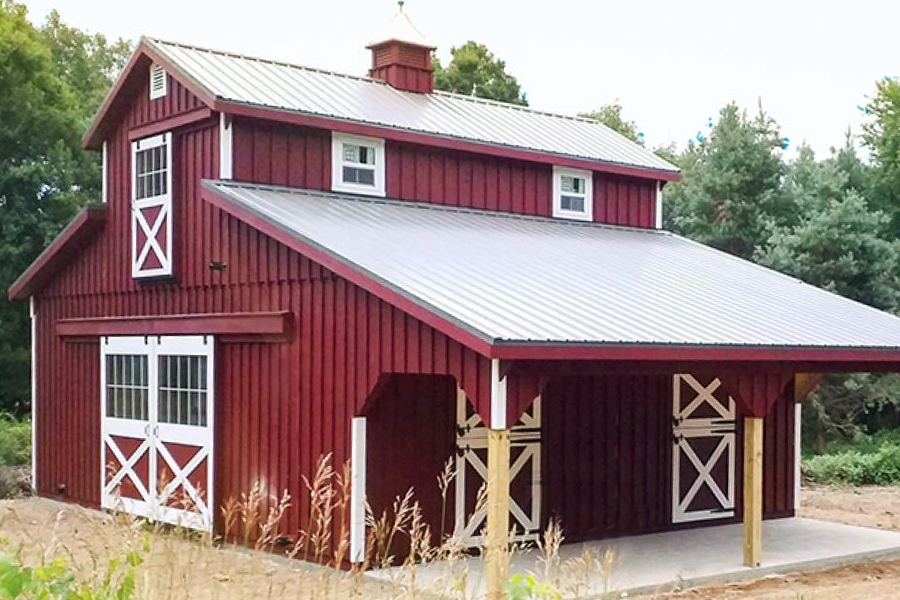 Red Monitor Barn with Overhang